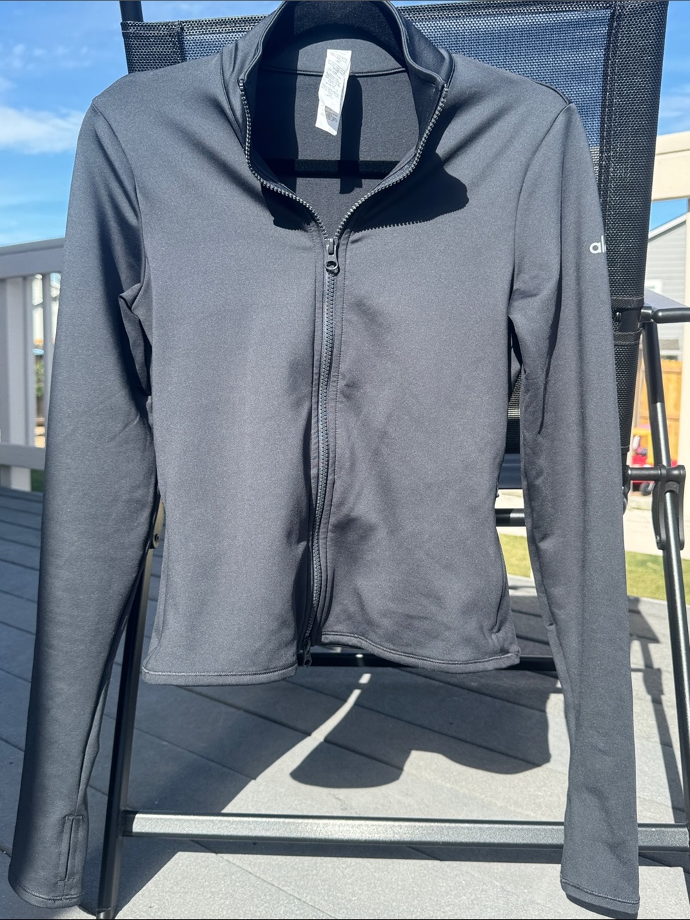 ALO Yoga Full Zip Jacket Charcoal Gray M Stretch W4670R - Picture 2 of 6
